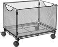 Safco Onyx Rolling Cart Desktop Tub File Fits Letter-Size Hanging Folders Collapsible Desk Organizer Durable Steel Mesh Construction Black