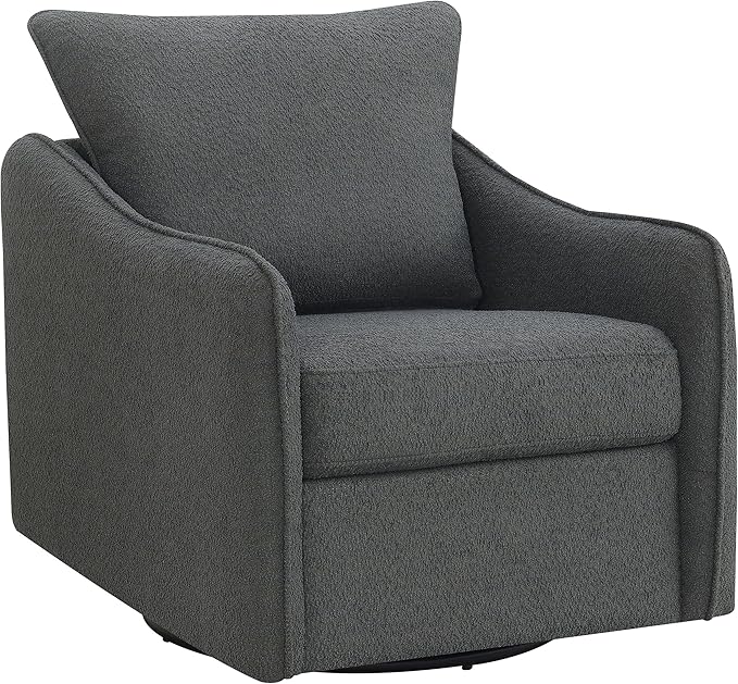 Coaster Home Furnishings - Madia - Upholstered Accent Chair with Sloped Arms 360-Degree Swivel Base and Padded Cushion - Living Room - Charcoal - 903393