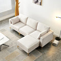 kevinplus 93'' Sectional Sofa Couch for Living Room with Convertible Chaise Ottoman Modern 3-Seat L-Shape Sofa Couch with Golden Metal Legs for Bedroom Home Office Apartment Small Space Beige