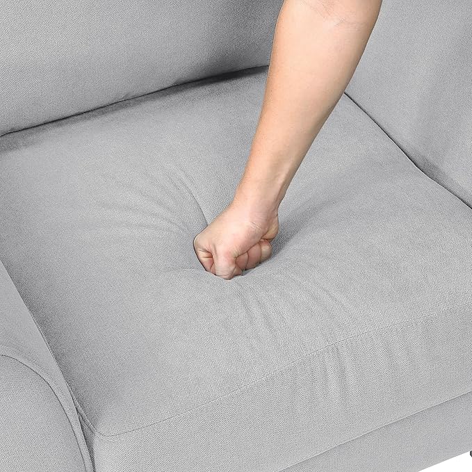 Lexicon Loveseat Living Room Sofa Couch Love Seat Couches Textured Fabric Upholstered Love Seat Sofa for Bedroom/Waiting Room/Office/Apartment 56 Loveseat Grey