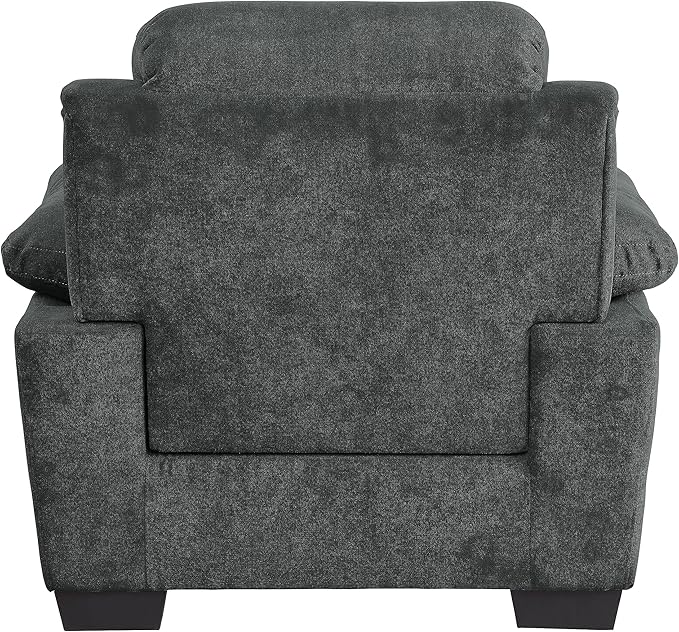 Plush Seating Chair 1pc Dark Gray Textured Fabric Channel Tufting Solid Wood Frame Modern Living Room Furniture