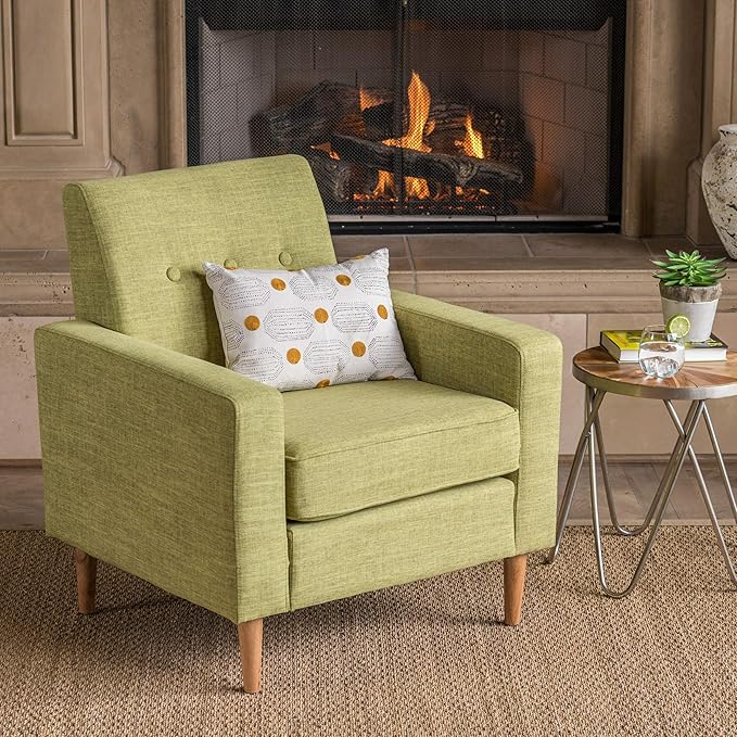 Christopher Knight Home Sawyer Mid-Century Modern Fabric Club Chair Muted Green / Natural