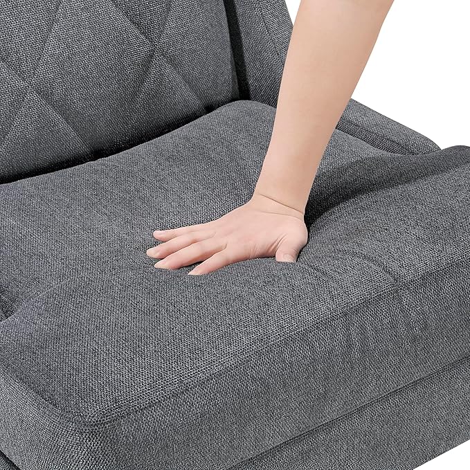 Lexicon Modern Accent Chair Living Room Chenille Upholstered Single Sofa Chair with Gold Metal Legs Wing Back &amp Diamond Stitched Back Armchair for Bedroom/Office/Waiting Room Dark Gray