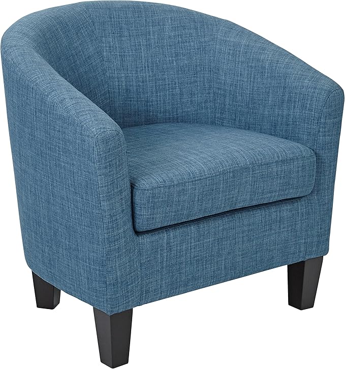 OSP Home Furnishings Ethan Tub Accent Chair with Dark Espresso Wood Legs Blue Denim Fabric