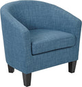 OSP Home Furnishings Ethan Tub Accent Chair with Dark Espresso Wood Legs Blue Denim Fabric