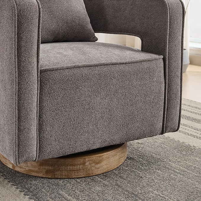 29.1 W Swivel Accent Chair with Open Back Modern Comfy Sofa Chair with Rubberwood Base 360 Degree Comfy Lounge Reading Armchair for Living Room Bedroom Nursery Office or Club (Charcoal)