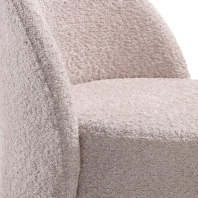 OSP Home Furnishings Lystra Swivel Barrel Vanity Chair with Textured Boucle Fabric Dusty Rose