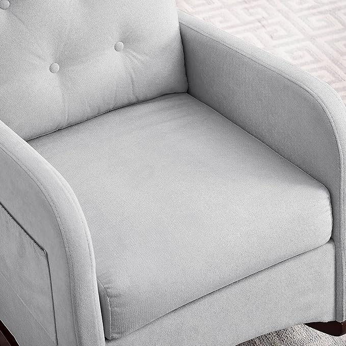 25.6 W Modern Accent High Backrest Living Room Lounge Arm Rocking Chair Two Side Pocket