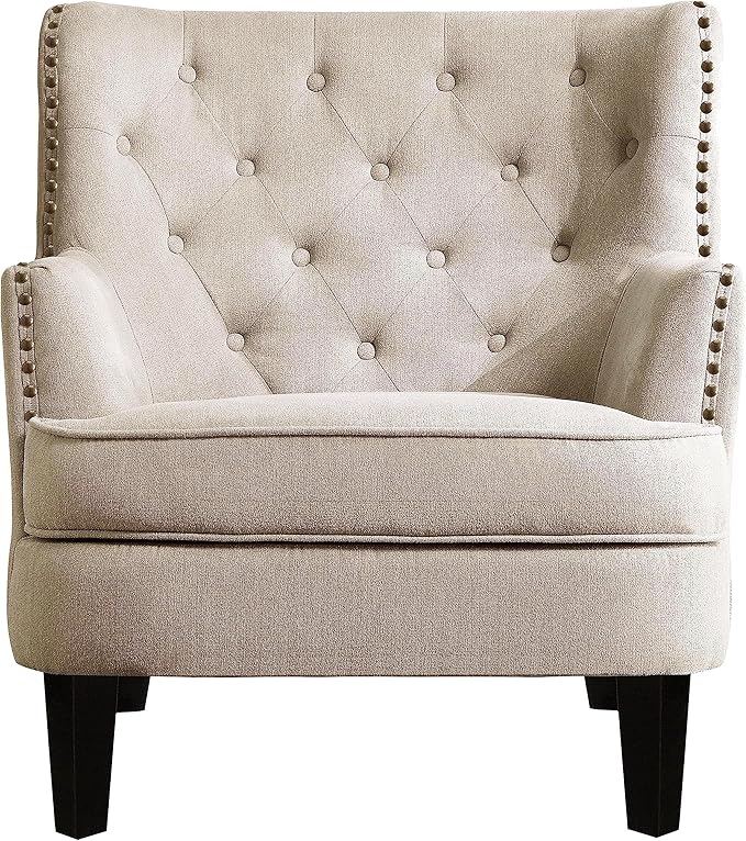 Rosevara Atlas Mid-Century Modern Upholstered Lounge Arm Chair - Tufted Small Cozy with Soft Cushion for Living Room Bedroom Small Spaces