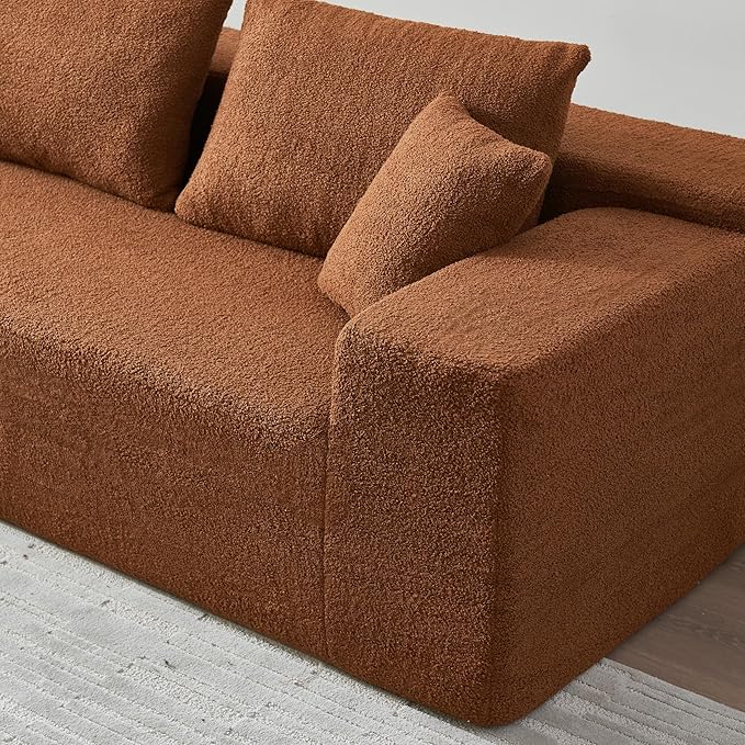 104.3'' L Shaped Sofa Sherpa Fabric Sectional Sofa 3 Seat Modern Upholstered Corner Couch with 2 Pillows Left Hand Lounge for Living Room Office