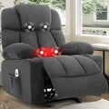 Massage Rocker Recliner Chair Ergonomic Rocking Recliner Sofa with Vibration Massage &amp Heat Reclining Fabric Nursery Chair for Living Room Lounge with 4 Pockets 2 Cup Holders Black