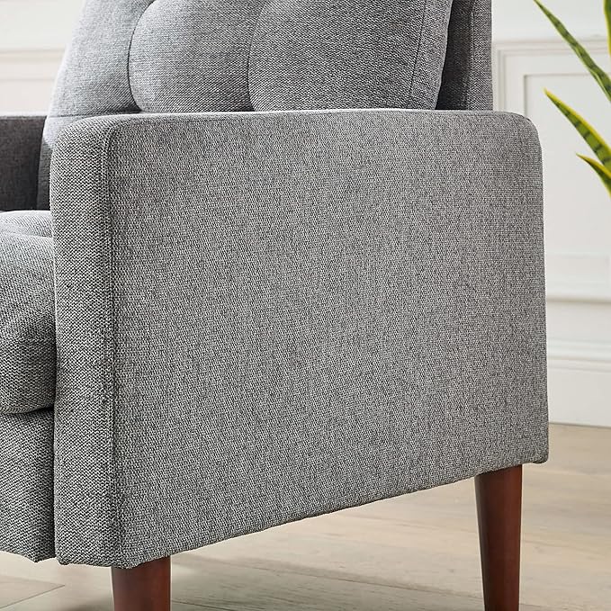 Modern Fabric Single Sofa Chair Living Room Chair Comfortable Armchair with Solid Wood Legs Tufted Chair for Reading or Lounging