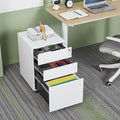 Generic 3 Drawer Mobile File Cabinet with Lock Steel File Cabinet for LegalLetterA4F4 Size Fully Assembled Include Wheels Home Office Design White