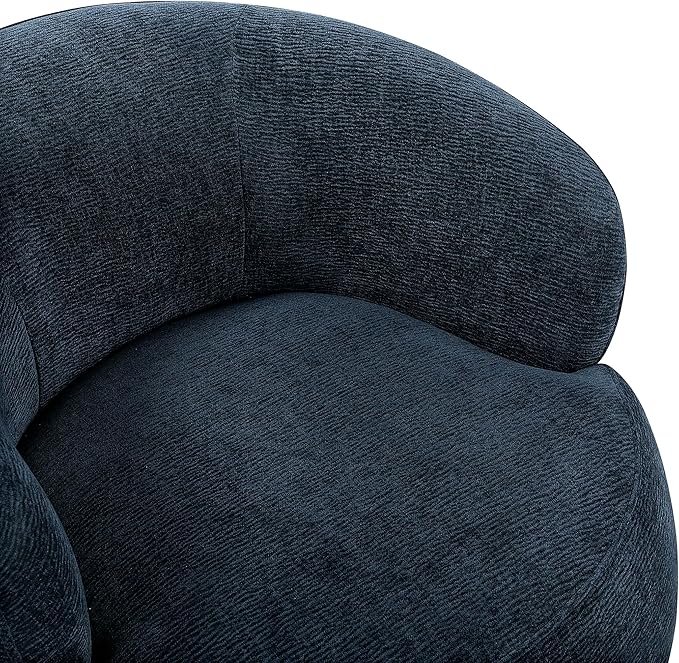 Lexicon Modern Barrel Swivel Accent Chair - Upholstered Soft Chenille Fabric with Metal Base 360 Degree Round Swivel Accent Chair for Living Room Bedroom Office No Assembly Required Blue
