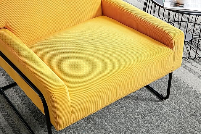 Accent Chair - Modern Industrial Slant Armchair with Metal Frame - Premium High Density Soft Single Chair for Living Room Bedroom