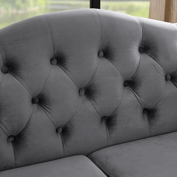 Modern Velvet Loveseat 57 Inch Sectional Couch Luxury 2 Seater Deep Couch with NailheadUpholstered Sofa for Living Room Bedroom Apartment