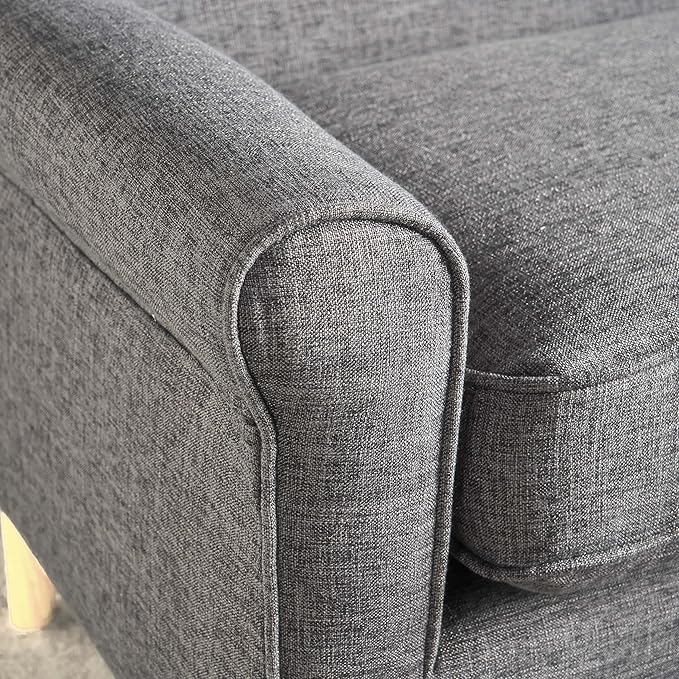 GDFStudio Mid Century Modern Fabric Loveseat (Grey)