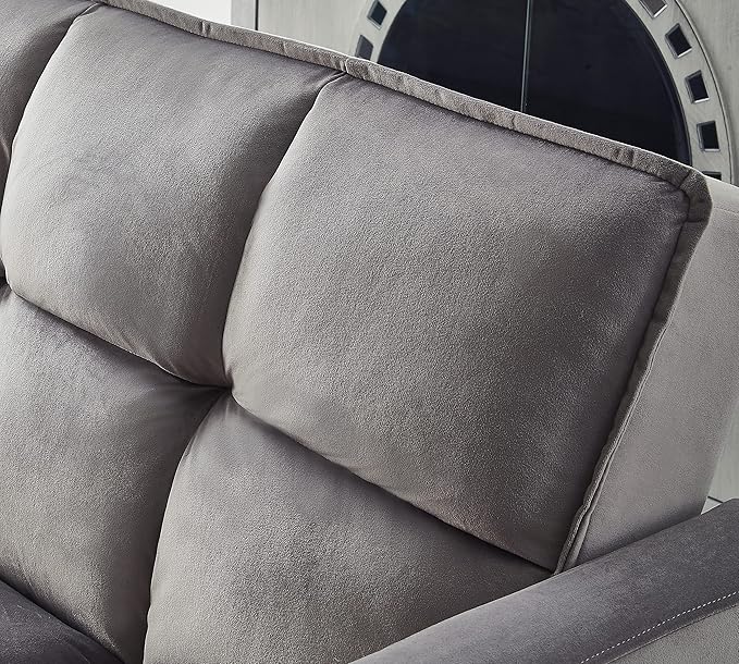 Legend Vansen 80'' Velvet Love seat Convertible Futon Two Pillows Sleeper Couch with 3 Adjustable Backrests Sofa Bed Large Sleeping Area Sofabed Grey