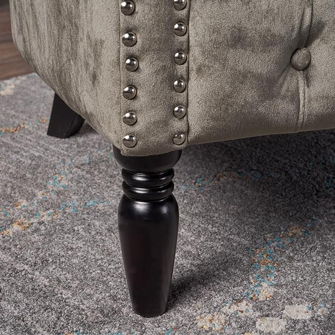 Christopher Knight Home Milani Tufted Scroll Arm Velvet Loveseat Grey / Dark Brown