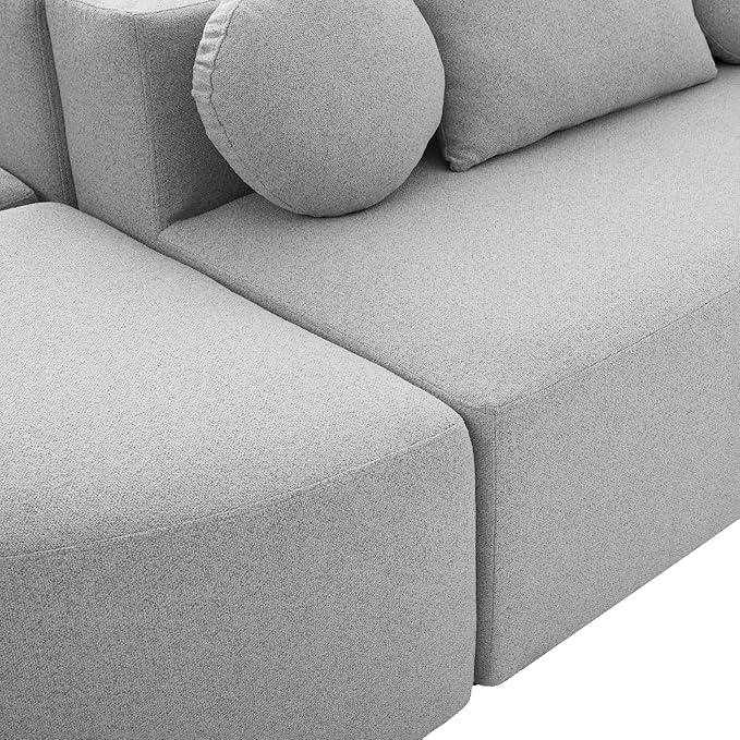 Boneless Couch Modular Sectional Sofa 114.9 Free-Combined Sofa Couch Sofa Bed Compression Sofa with Deep Seating and Curved Design for Living Room (Grey#20)