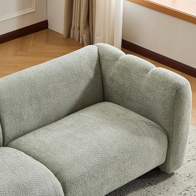 Christopher Knight Home Ahri 83'' Wood Frame Lounge Sofa Couch with Wave Design Soft Seating 3-Seater Sofa with Armrests Comfy Chenille Upholstered Home Sofa for Living Room Light Green