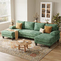 U-Shaped Sectional Couches for Living Room | Cheille Sofa with Double Chaise | 112 Inch Green Sectionals Couch for Apartment