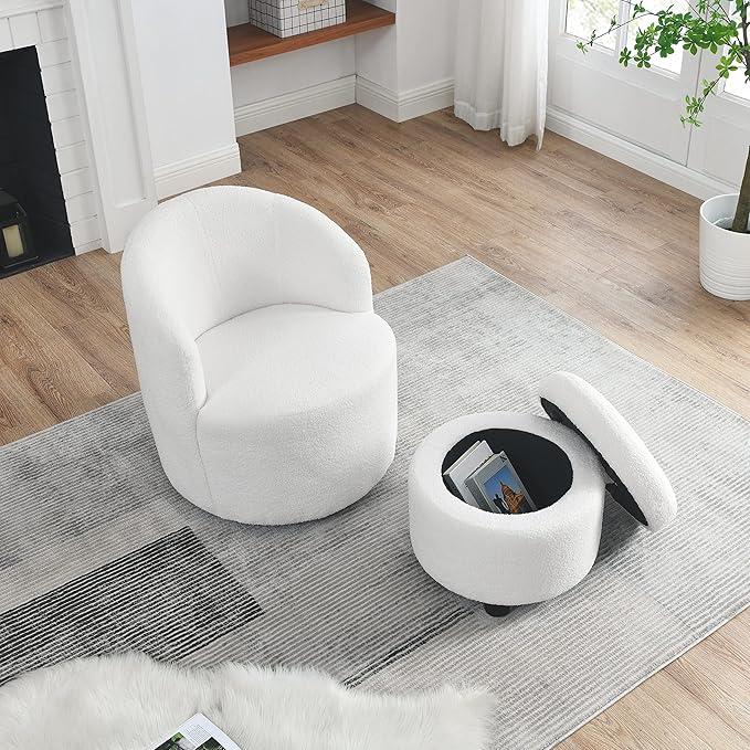 Swivel Barrel Chair Living Room Swivel Chair with Round Storage Chair 360 ° Swivel Club Chair Nursery Bedroom Office Hotel with upholstered Modern Armchair Fabric