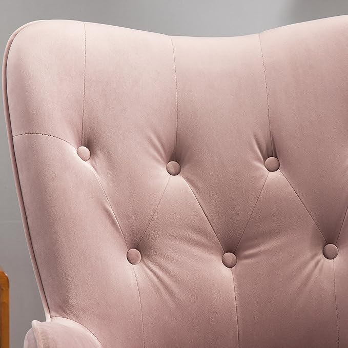 Roundhill Furniture Doarnin Contemporary Silky Velvet Tufted Button Back Accent Chair Mauve