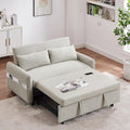 Merax 55.1 W Convertible Sofa Bed with Adjustable Backrest2 PillowsUSB Ports and 6 Storage Side PocketsPull-Out Sleeper Sofabed Microfiber Loveseat Couch for Living Room Bedroom ApartmentBeige
