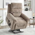 Power Lift Recliner Chair for Elderly People Dual Motor Lay Flat Recliner with Vibration Massage and Heat Heavy Duty Motion Mechanism Standing Assistance Reclining Chair Chenille Fabric Khaki