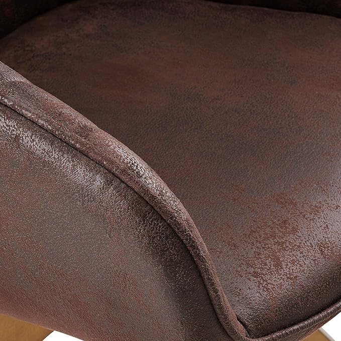 Art Leon Dining Chair Mid Century Modern Suede Upholstered Swivel Dining Room Chair with Wood Legs Leisure Side Chair with Arms for Living Room Mocha