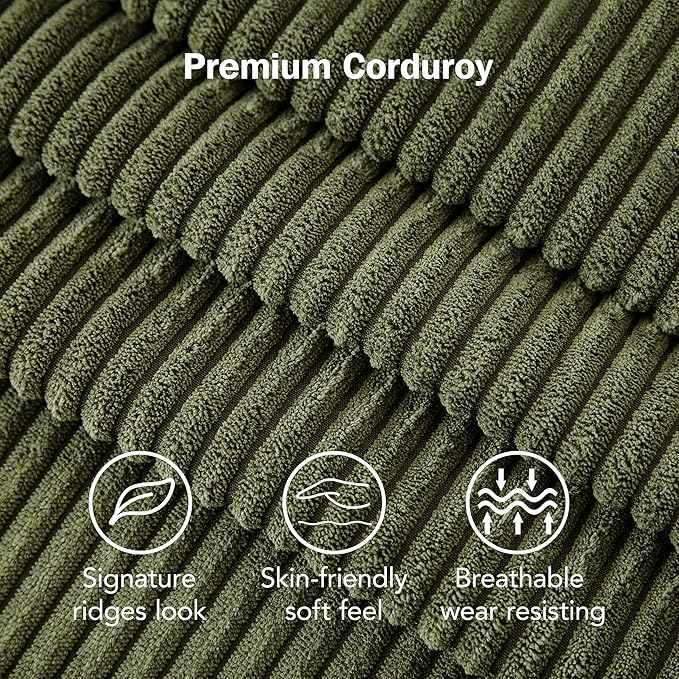 Vipbear 50 Small Loveseat Sofa Small Couch for Living Room Bedroom Office Comfy Love Seat with Deep Seat Spring Cushion Solid Wood Frame Tool-Free Assembly Green Corduroy