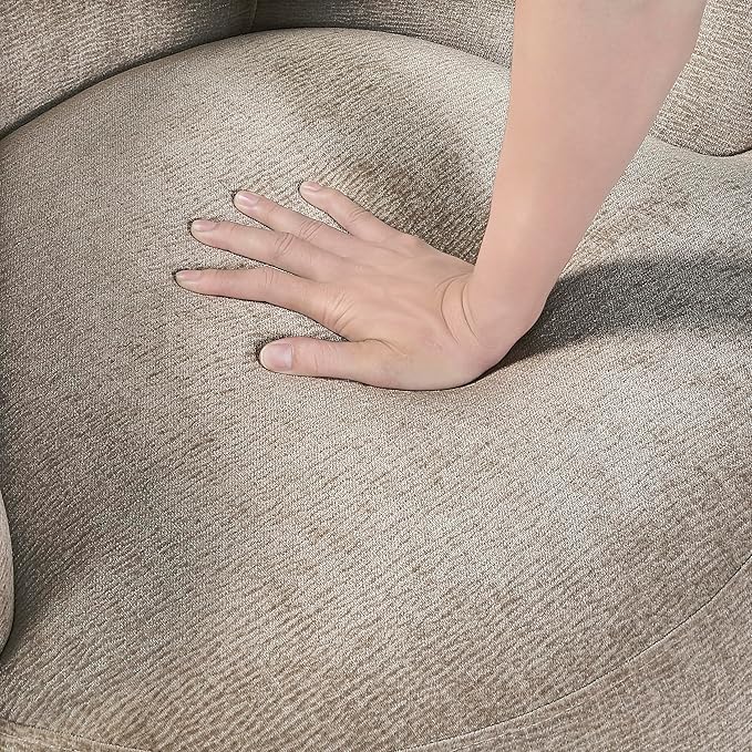 Lexicon Modern Barrel Swivel Accent Chair - Upholstered Soft Chenille Fabric with Metal Base 360 Degree Round Swivel Accent Chair for Living Room Bedroom Office No Assembly Required Light Brown