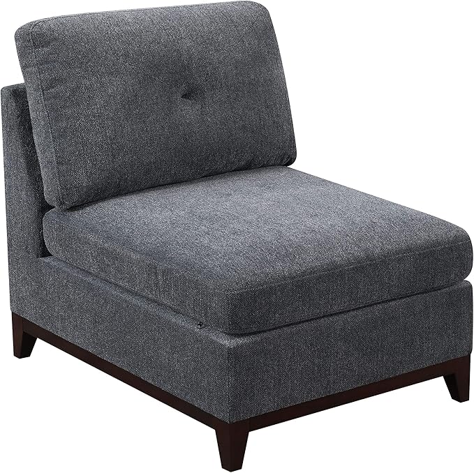 Modular Living Room Furniture Armless Chair in Ash Chenille Fabric Cushion Armless Chair (1 Piece)