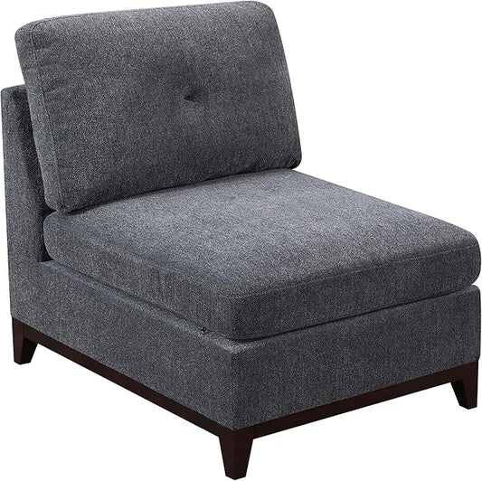 Modular Living Room Furniture Armless Chair in Ash Chenille Fabric Cushion Armless Chair (1 Piece)
