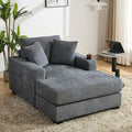 Merax Modern 43.5 Chaise Lounge with Pillow Charge Station &amp Cup HoldersUpholstered Sofa Recliner Chair for Living Room Bedroom Blue Gray