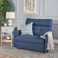 Mid-Century Fabric Double Seats Rocker Recliner Chair Adjustable Single Recliner Sofa with Thicker Seat Cushion with Pocket for Living Room Bedroom Apartment (Navy Blue)