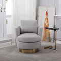 Teddy Swivel Barrel Chair Swivel Accent Chairs Armchair for Living Room Reading Chairs for Bedroom Comfy Round Barrel Chairs with Gold Stainless Steel Base (Grey)