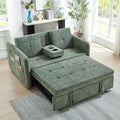 57.48 Convertible Sofa Bed with Cup Holder Pull Out Sleeper Sofa Bed with USB Charging Ports 3 in 1 Convertible Sleeper Sofa Bed for Living Room Apartment Bedroom RV Green