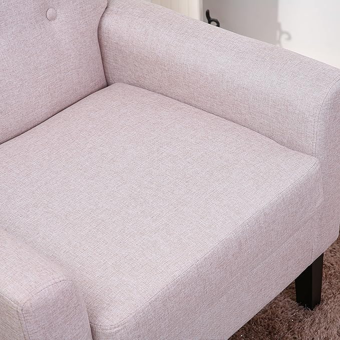 Fabric Accent Chair for Living Room Bedroom Button Tufted Upholstered Comfy Reading Accent Chairs Sofa (Beige)
