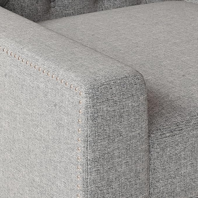 GDFStudio 78.75 3-Seater Sofa Button Tufted Backrest Big Comfy Couch with Plush Cushions Mid Century Modern Couches Home Living Room Sofa Upholstered Sofas &amp Couches for Apartment Bedroom Gre