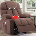 Massage Rocker Recliner Chair Ergonomic Rocking Recliner Sofa with Vibration Massage &amp Heat Reclining Fabric Nursery Chair for Living Room Lounge with 4 Pockets 2 Cup Holders Brown