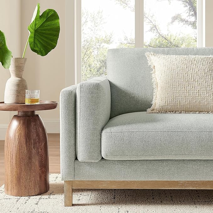Modway Roscoe 81 Inch Fabric Sofa in Mist - Comfortable Upholstered Deep Seat Couch for Living Room Apartment or Office Seating