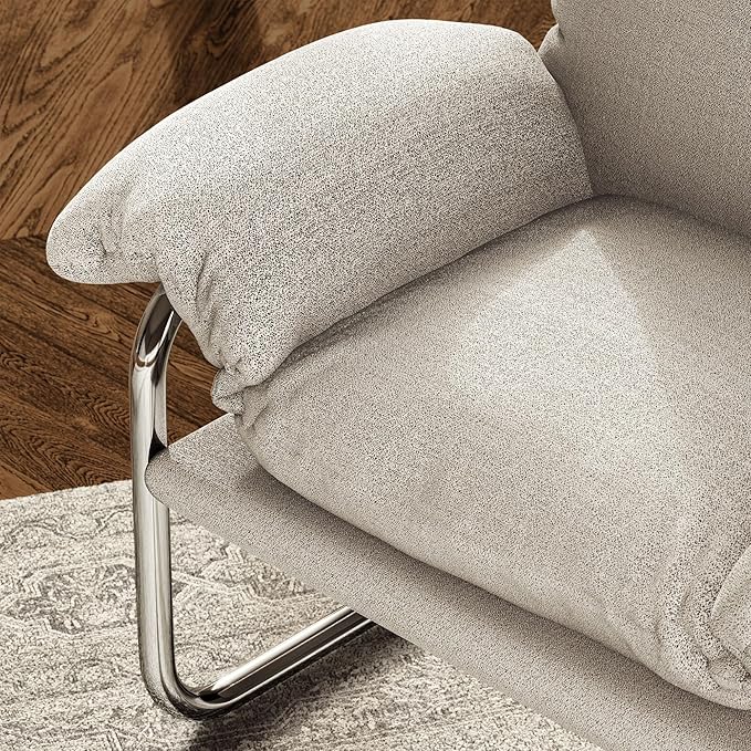 Modway Ansel Boucle Accent Chair in Newsprint - Fabric Lounge Chair for Living Room Bedroom - Upholstered Corner Reading Chair with Arms and Removable Cushions