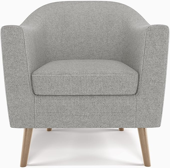 SIMPLIHOME Thorne Accent Chair - 30 inch Wide Upholstered Contemporary Arm Chair in Classic Grey for Living Room or Bedroom with Curved Back Removable Cushion and Durable Fabric Upholstery