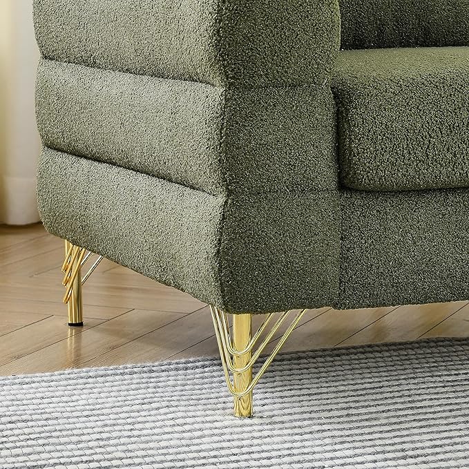 Black Sofa Set Living Room Furniture Sets Comfy Couch and Loveseat Teddy Boucle Fluffy Tufted 3 Seater Cloud Couch Sets for Bedroom Office juegos de muebles de sala Modern Soft Cushioned&amp Golden