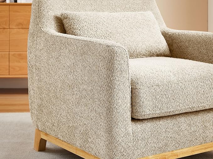 VANOMi Accent Chairs for Living Room Sherpa Oversize Accent Chair with Thick Cushion 31 Inch Comfy Chair for Bedroom Apartment Camel