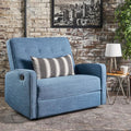 Mid-Century Fabric 47 Wide Rocker Recliner Chair Adjustable Single Recliner Sofa with Thicker Seat Cushion for Living Room Bedroom Apartment (Blue Style2)