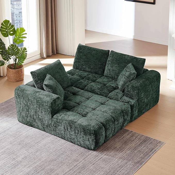 108'' Modular Sectional Cloud Couch L-Shape Boneless Couch for Living Room with Deep Seat Comfy Sleeper Sofa for Living Room Apartment Reception Spaces No Assembly Required Green