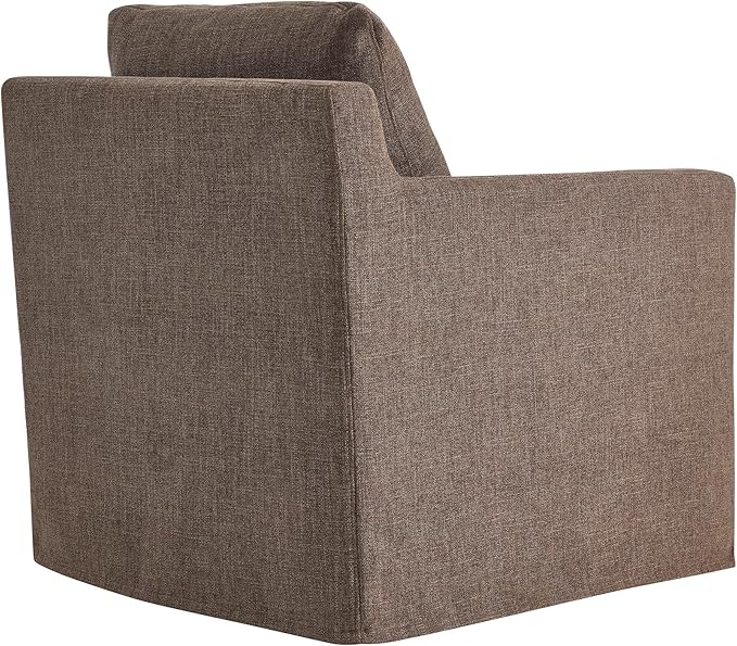 Modway Serene Swivel Accent Armchair in Mocha - Modern Fabric Upholstered Chair - Slipcovered Armchair - Swivel Chair for Living Room or Bedroom